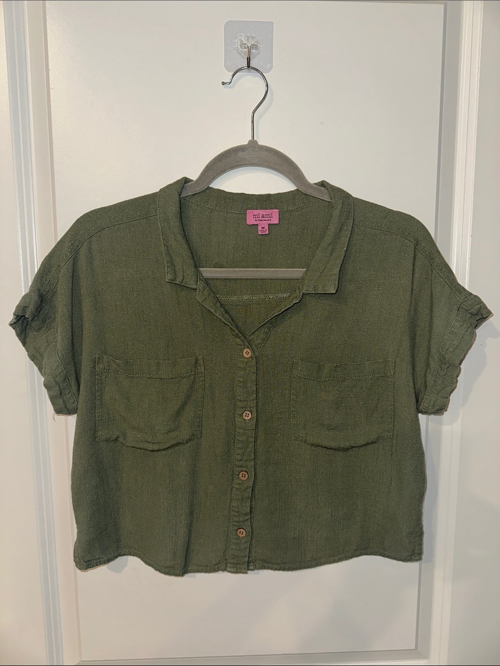 Mi Ami for Francesca’s Cropped Button-Up Shirt Top, Size M